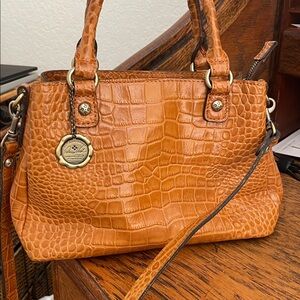 Patricia Nash Norcia Satchel Leather Purse Croc Embossed